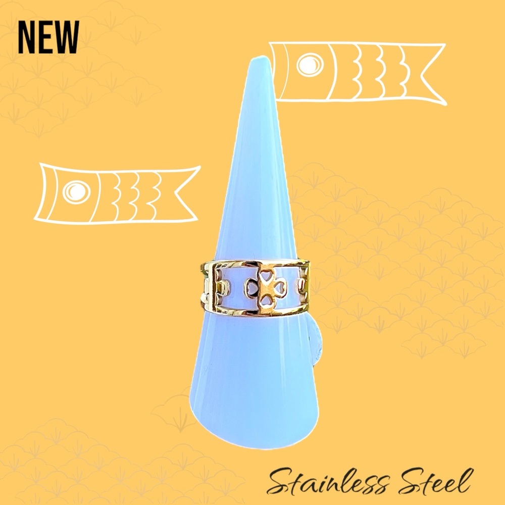 💝 New Gold Plated Titanium Flower Elegant Hollow Out Ring Jewelry